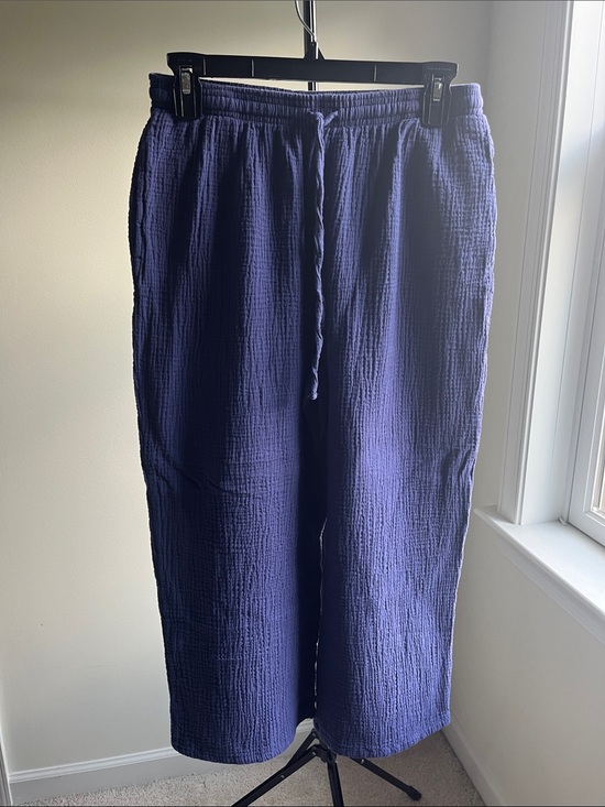 Jessica Simpson Pants - Jessica Simpson Wide-Leg Navy Blue Drawstring Pants